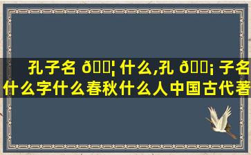 孔子名 🐦 什么,孔 🐡 子名什么字什么春秋什么人中国古代著名什么什么什么